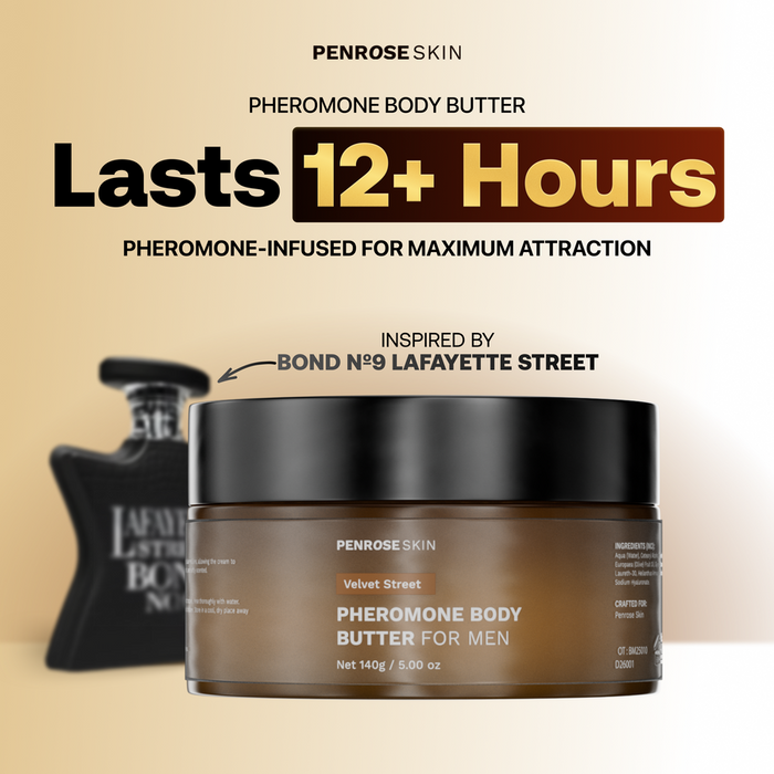 Velvet Street pheromone body butter, inspired by Bond No.9 Lafayette Street — lasts 12+ hours