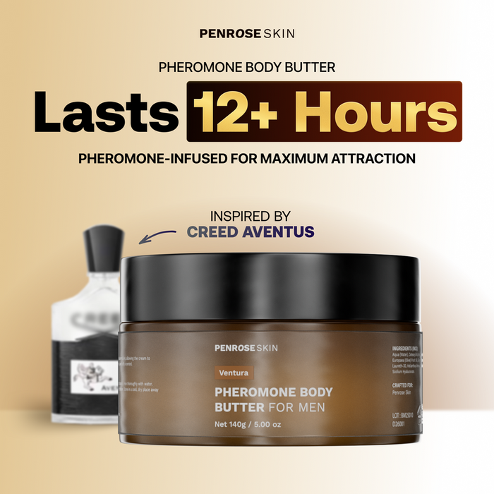 Ventura pheromone body butter, inspired by Creed Aventus — lasts 12+ hours